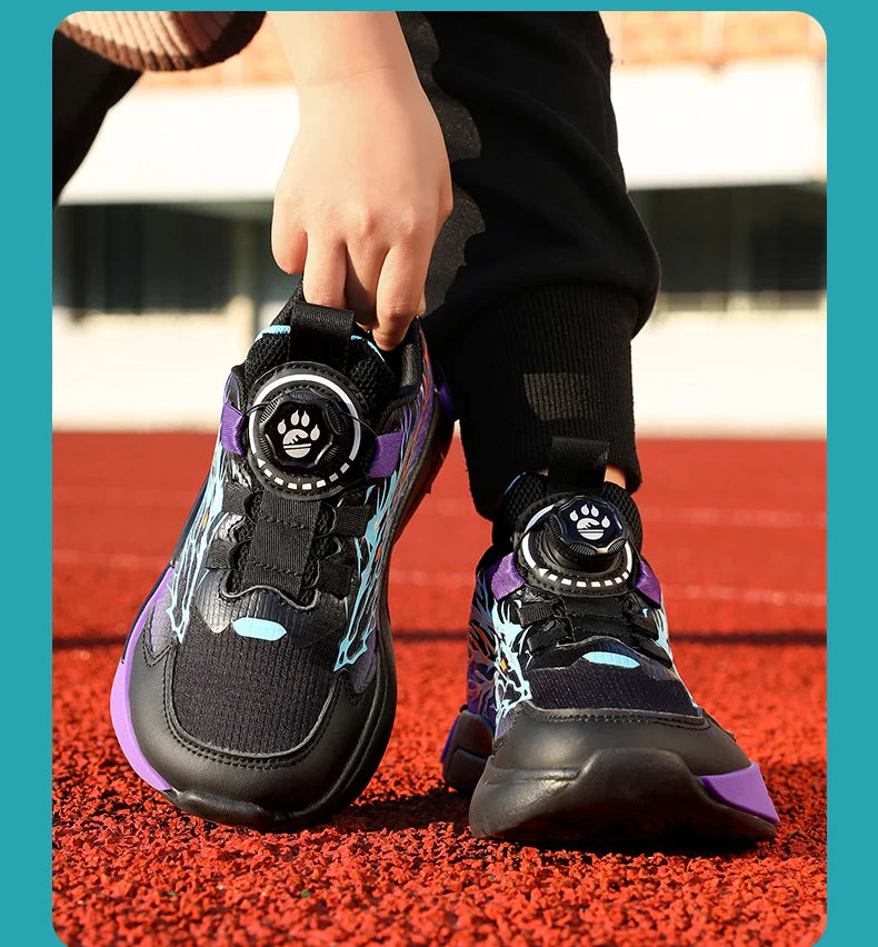 New Anti-skid Leather Kids Sneakers for Boys Running Walking Lightweight Casual Shoes With Fashion Dragon Pattern Size 31-38