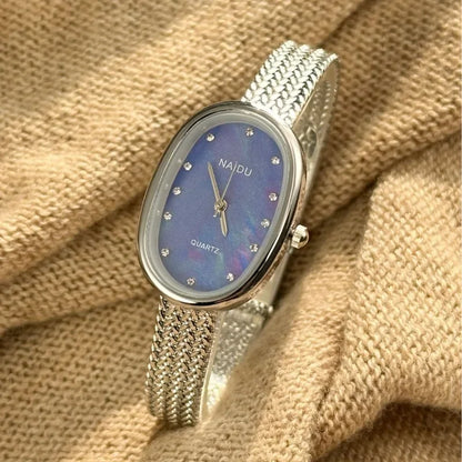 New Brand Quartz Watch for Women Luxury Gift Oval Dial Rhinestone Watch Adjustable Stainless Steel Strap Wristwatches Wholesale
