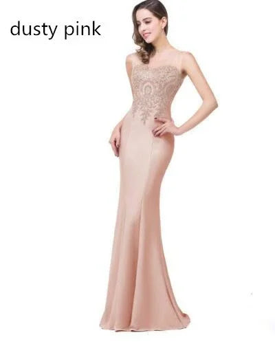Mint Green Bridesmaid Dresses Mermaid Lace Applique Mesh Neck Backless Evening Formaol Party Prom Gown For Bride Vestido De Gala