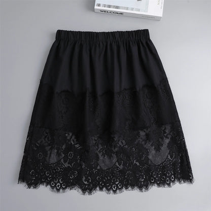Women Lace Floral False Hem Layering Fake Top Lower Skirt Half Shirt Blouse Skirt Extenders Skirt Fake Hem
