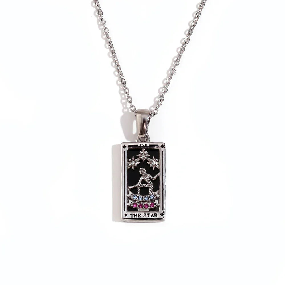 Original New Tarot Queen Lover Magician Moon Necklace Tarnish Free Stainless Steel Jewelry 18K Gold Plated Decoration