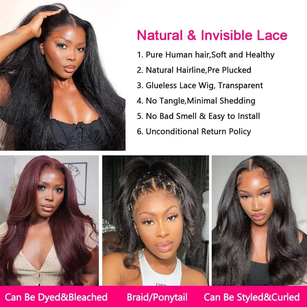 Straight Human Hair Wigs 13x4 5x5 HD Lace Front Human Hair Wigs Yaki Straight Frontal Lace Wig for Black Women Ready to Go
