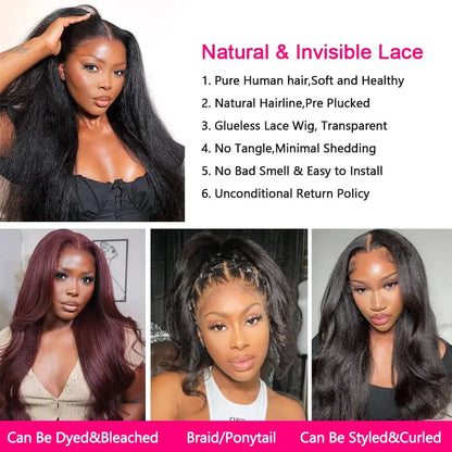 Straight Human Hair Wigs 13x4 5x5 HD Lace Front Human Hair Wigs Yaki Straight Frontal Lace Wig for Black Women Ready to Go