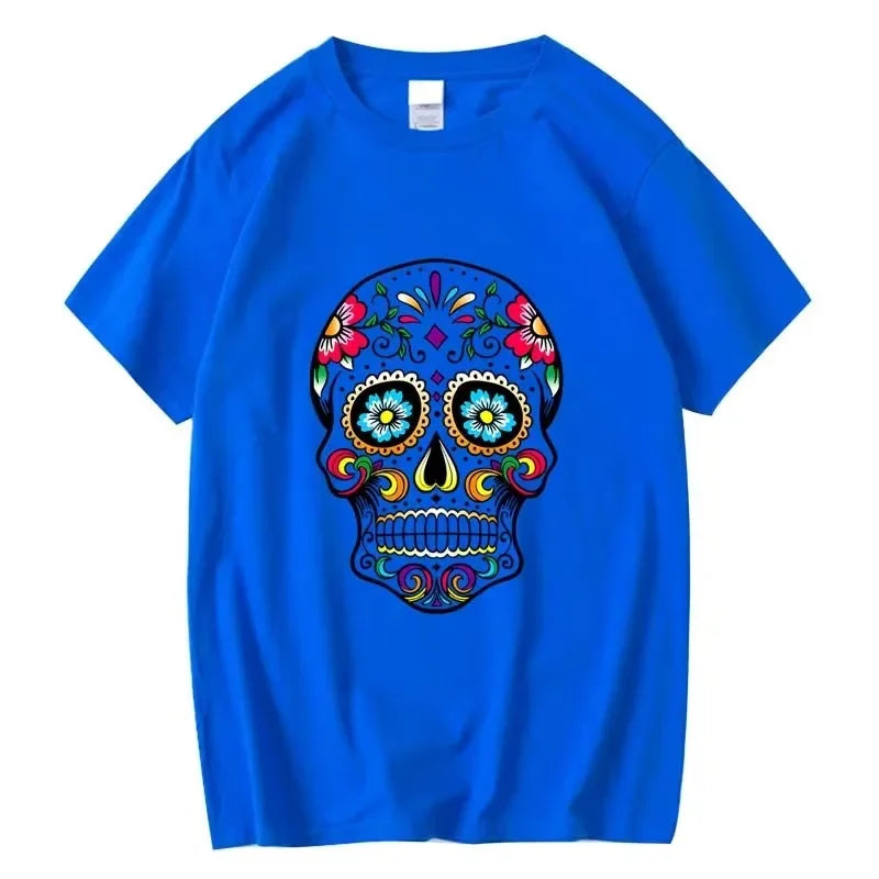 Men's T-shirt High Quality 100% Cotton Street Style Loose Cool Skull Printed Summer Men t shirt Casual Short Sleeve For Men