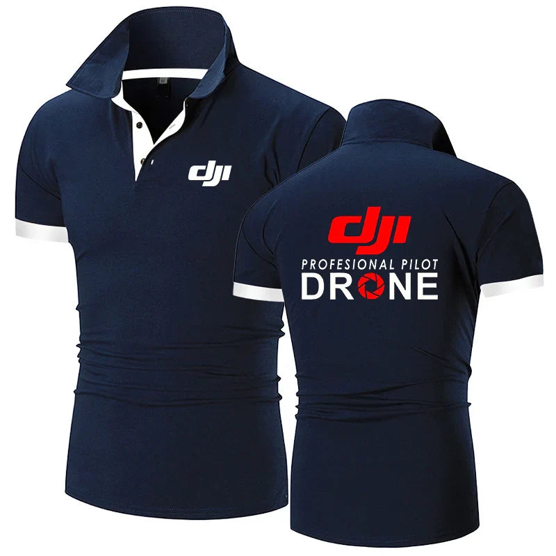 Professional Pilot Drone 2024 Men's New Summer Print Fashion Polo Shirts Comfort Short Sleeves Harajuku Casual Sport Top