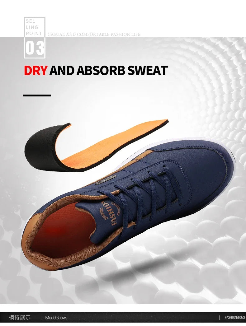 Shoes for Men Leather Sneaker Waterproof Casual Comfortable Men's Sneaker Lace Up Footwear Vulcanized Man Shoe Masculino