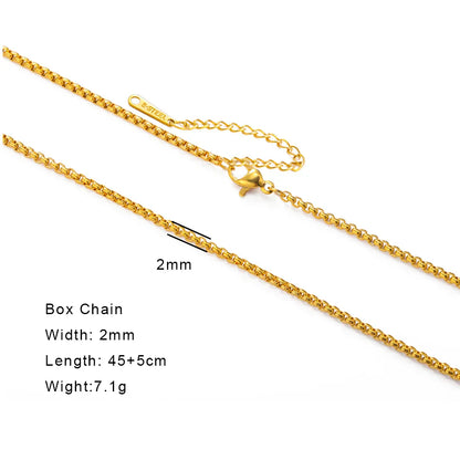 Stainless Steel Gold Color Chain Necklace Women Minimalist Cuban Paperclip Twisted Snake Chain Fashion Jewelry Wholesale