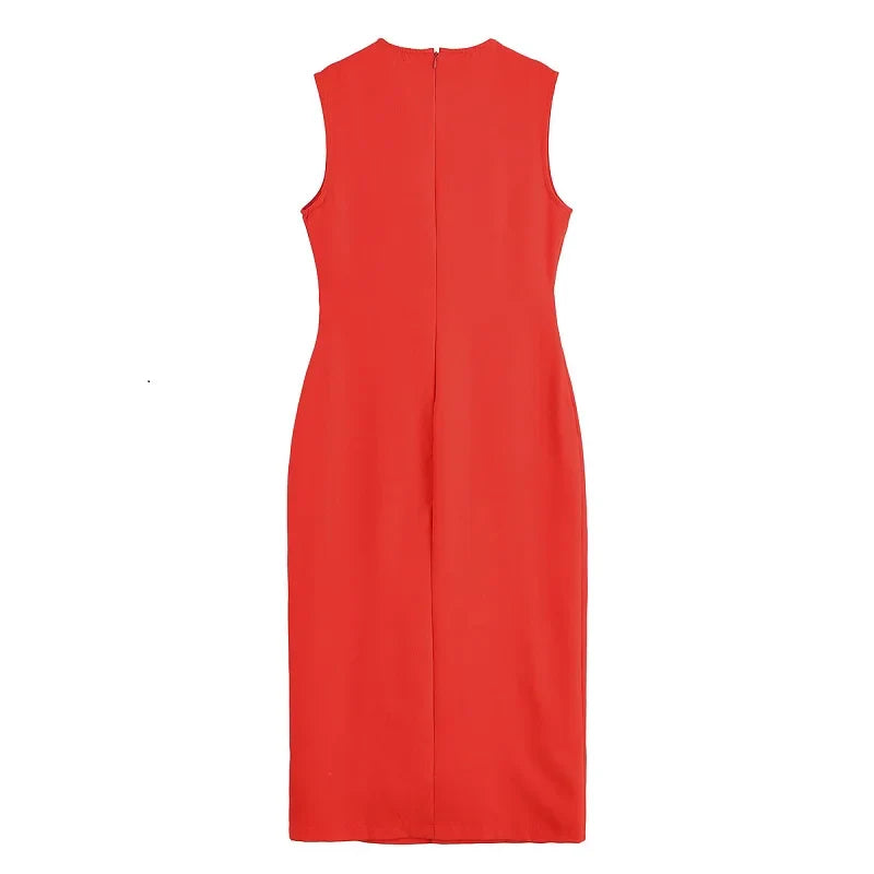 Womens Dresses Black Office Long Dresses for Women Spring Sleeveless Midi Dress Woman Belt Button Women's Dress Vest