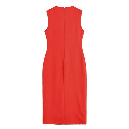 Womens Dresses Black Office Long Dresses for Women Spring Sleeveless Midi Dress Woman Belt Button Women's Dress Vest