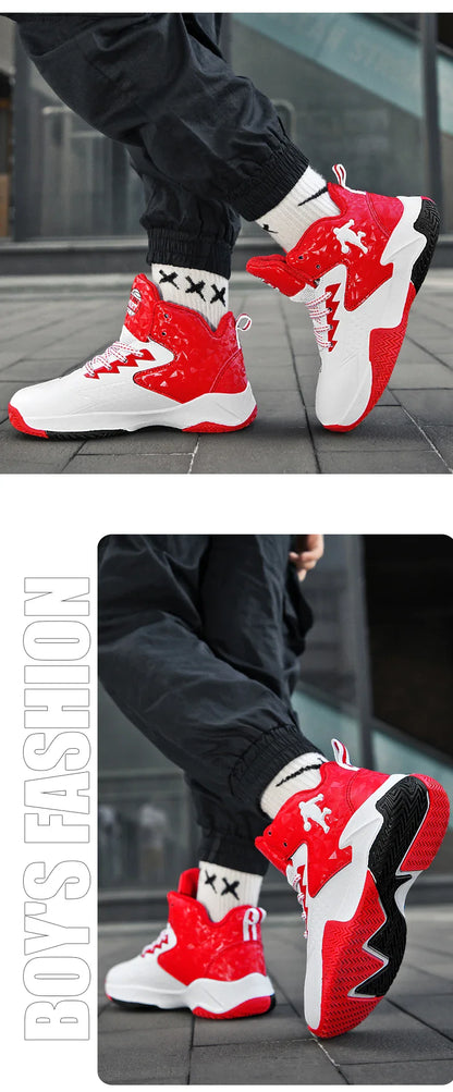 Children Basketball Shoes For Boys Girls Trainers High Top Sneakers Kids Training Shoes Outdoor Non-slip Children's Sports Shoes