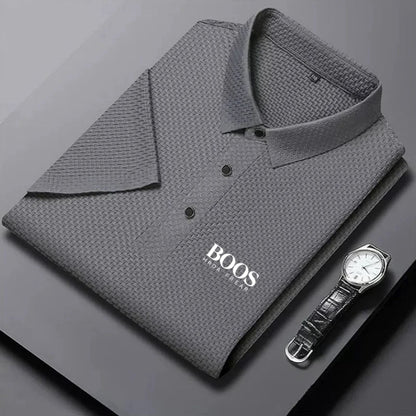 New men's high-quality ice silk short sleeved polo shirt for summer fashion, casual, comfortable, breathable and cool top