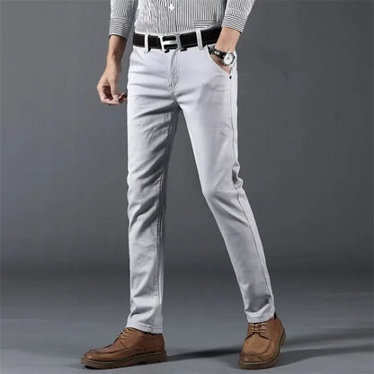 6 Color Men Slim Casual Pants New Classic Business Fashion Comfortable Stretch Cotton Elastic Straigh Trousers Male