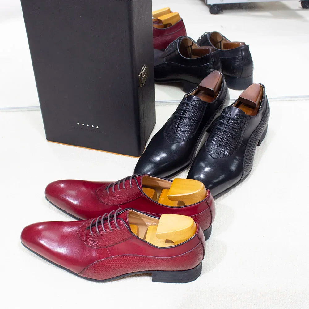 Luxury Genuine Leather Men's Dress Shoes Oxford Handmade Formal Office Business Wedding Classic Lace-Up Footwear
