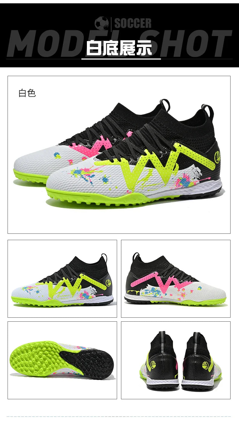 Men New TF Football Boots Society Indoor Original Top Quality Non Slip Male Soccer Shoes Sneakers Ultralight Breathable Ankle