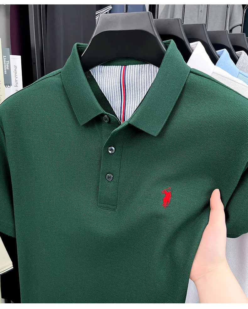 High end brand 100% cotton short sleeve polo shirt men luxur pony embroidery comfort breathable fashion T-shirt summer new top