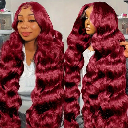 250 Density 99J Burgundy 13x6 Lace Frontal Human Hair Wigs Brazilian Colored 30 42 Inch Body Wave Lace Front Wigs Human Hair
