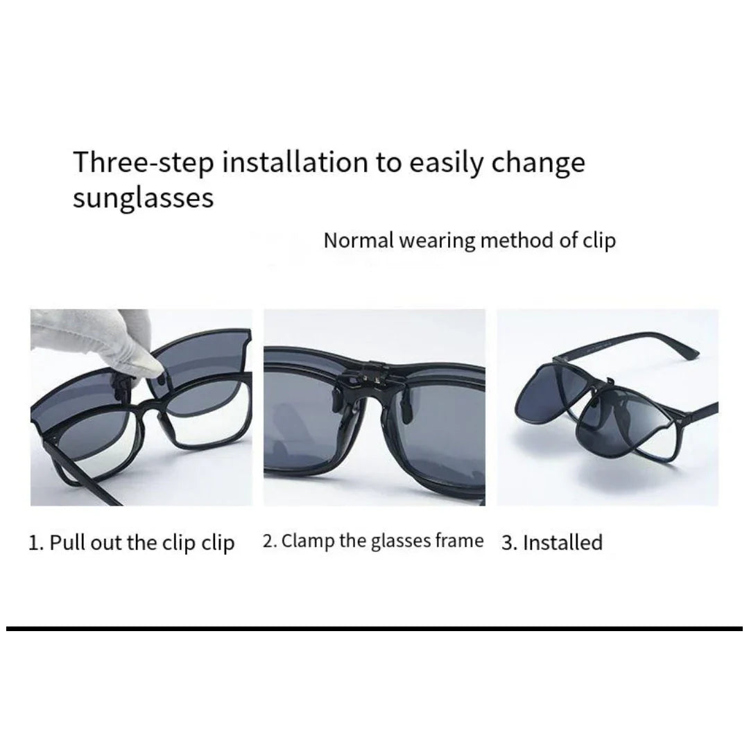 New PC Clip Sunglasses for Outdoor Fishing and Driving. Clip Sunglasses for Day and Night Use.