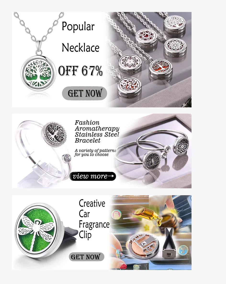 New Tree Of Life Aromatherapy Necklace Stainless Steel Essential Oil Diffuser Amulet Perfume Locket Pendant Women Jewelry Gift