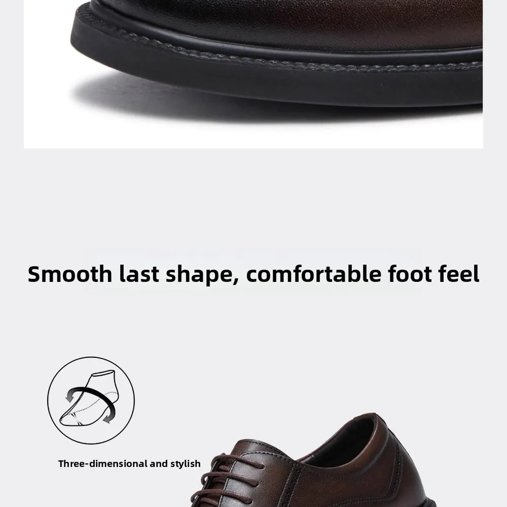 Golden Camel Men's Derby Shoes 2026 Business Casual Soft Sole Leather Shoes Brand Design Soft Soles Non-slip Velvet Warm Loafers