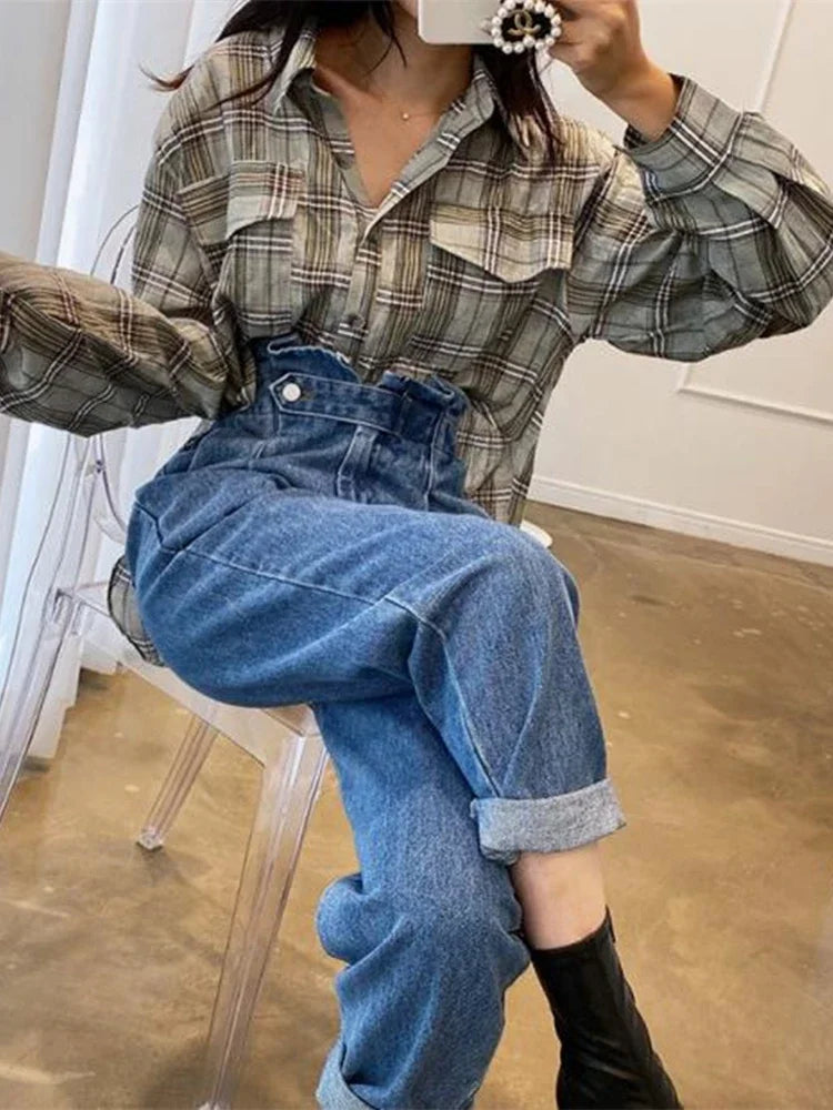 Women's Jeans High Waist Denim Wide Leg Pants