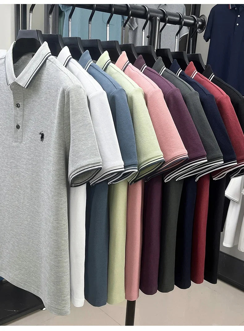 Fashion brand 100% cotton summer new item men's original pony embroidered polo shirt comfortable and breathable short sleeve top