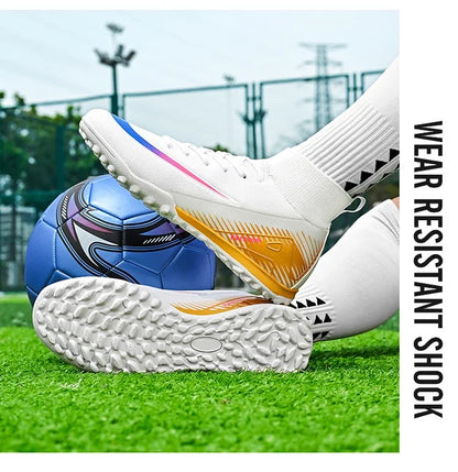 New Men Football Boots Match Long Spikes Soccer Shoes Cleats Boys Comfortable Training Sport Adult Breathable Outdoor Non Slip
