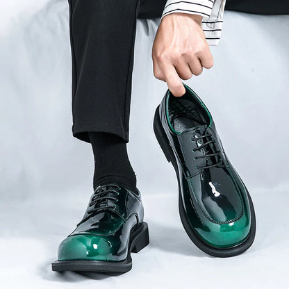 Mens Casual Leather Shoes Fashion British Trend Designer Derby Shoes Business Dress Shoes for Male Patent Leather Wedding Shoes