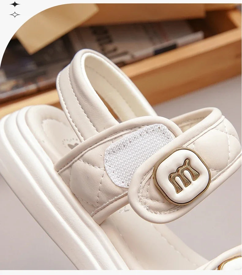 Kids Causal Sandals 2024 Thick Bottom Summer Toddler Girls Sandals Fashion Open-toe Children's School Black Sandals Versatile