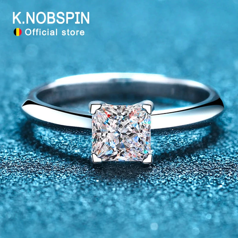 Pricess Cut Moissanite Ring 925 Sterling Sliver 1CT 2CT D VVS1 Lab Diamond with GRA Fine Wedding Rings for Women