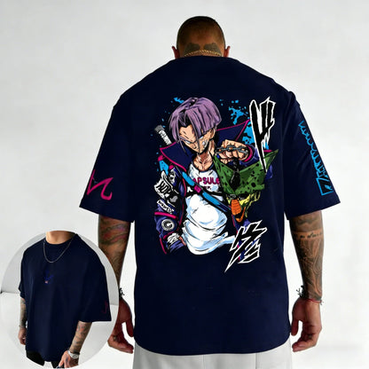 Anime Oversized Cotton T-shirt Summer New Torankusu Printed Men's and Women's Street Hip-hop Loose Casual Top