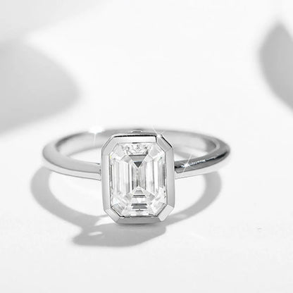 GRA Certified 2CT Emerald Moissanite Rings for Women 18k White Gold Jewelry Sterling Silver s925 Wedding Diamond Ring
