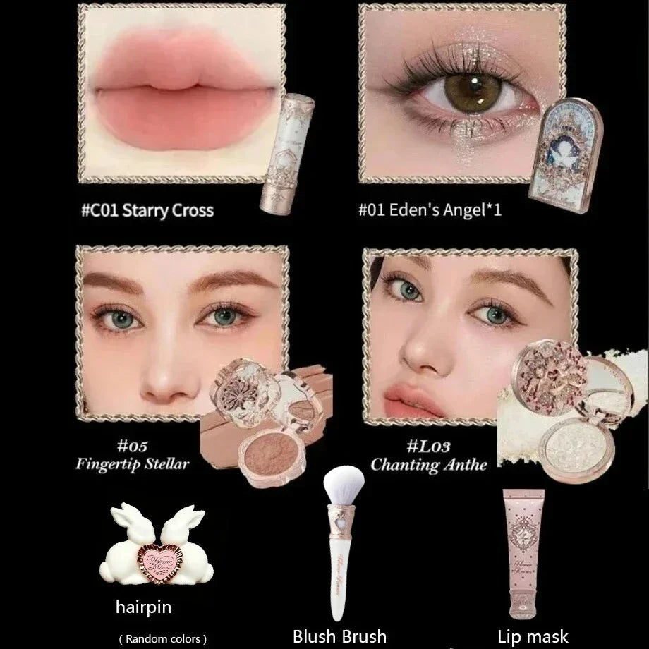 Little Angel Collection Makeup Gift Box Eyeshadow Blush Cream Matte Lipstick Full Kit All