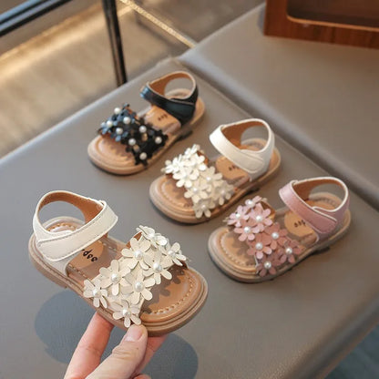 Little Girl's Shoes Bowknot New Summer Girls' Open-toe Sandals Princess Style, Beach Shoes, Soft Sole, Non-slip and Comfortable