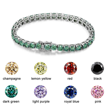 D VVS Original Green Moissanite Tennis Bracelets for Women Men Lab Diamond with GRA Wedding Jewelry 925 Sliver Bracelet