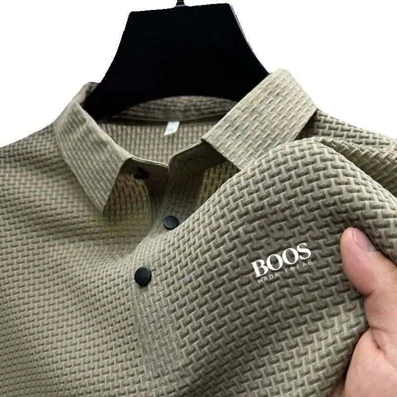 New men's high-quality ice silk short sleeved polo shirt for summer fashion, casual, comfortable, breathable and cool top