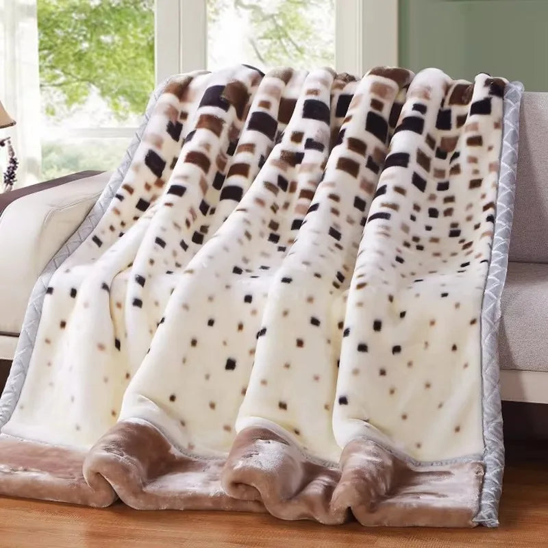 Double Layers Raschel Mink Blankets 6 kilograms Winter Soft Warm Fluffy Weighted Blankets  200*230 Double Blankets