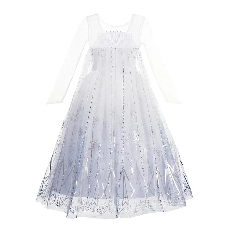 Frozen 2 White Elsa Princess Dresses for Baby Girls Outfit Snow Queen Cosplay Birthday Party Kids Clothing for 2-12 Years