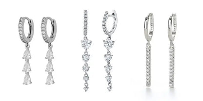 925 Sterling Silver Ear Needle Fashion Hoop Earrings White Crystal Luxury Women's Silver Earrings Wedding Women's Jewelry Gift