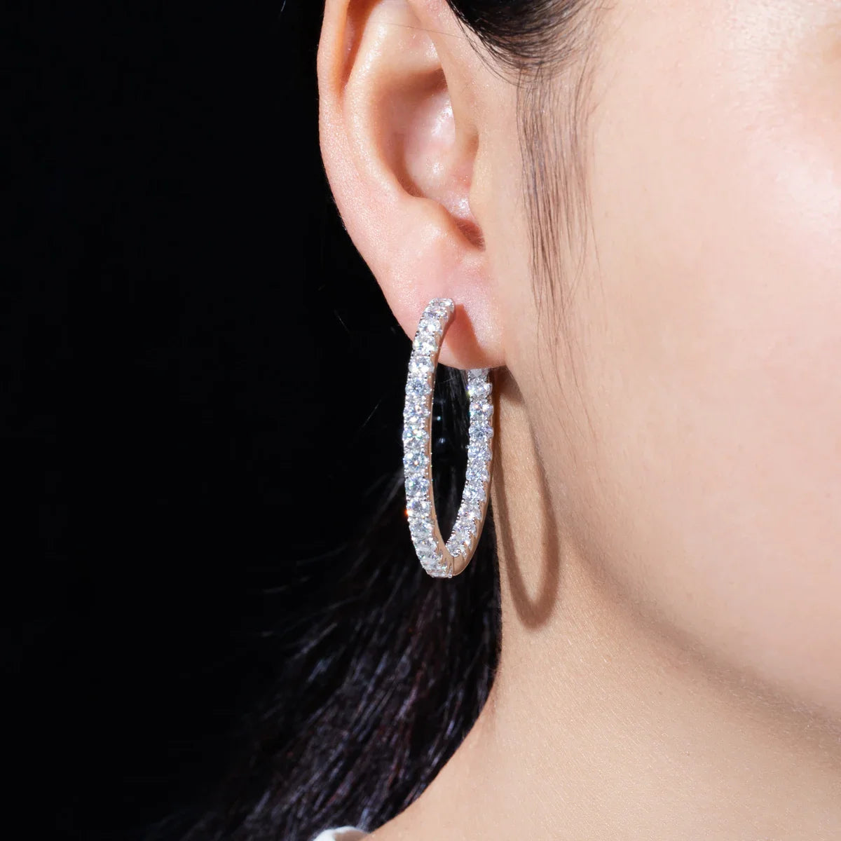 3mm 5.6cttw D Color Moissanite Big Hoop Earrings 925 Sterling Silver Luxury Huggie Earring For Women Jewelry Wholesale