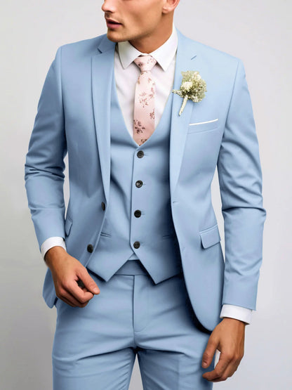 2025 Fashion Men Slim Fit Two Button Suit Set Amazon Cross Border Three Piece Business Suit