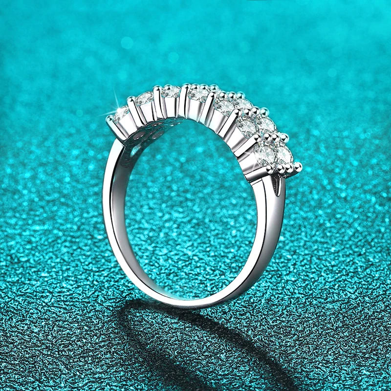 1.4CT 0.7CT 3mm Moissanite Ring for Women Half Enternity Diamond Band S925 Sterling Silver Plated White Gold Ring GRA