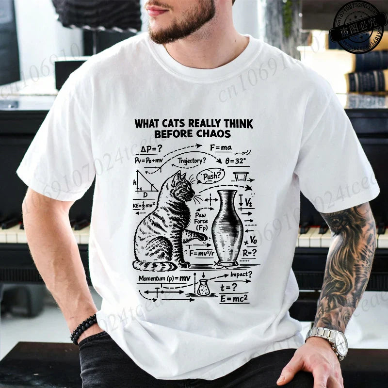 Funny Cat Science Printed Mens Graphic Tee Novelty Sarcastic Funny T-Shirt New Fashion Men Women T-Shirts Casual Short Sleeve