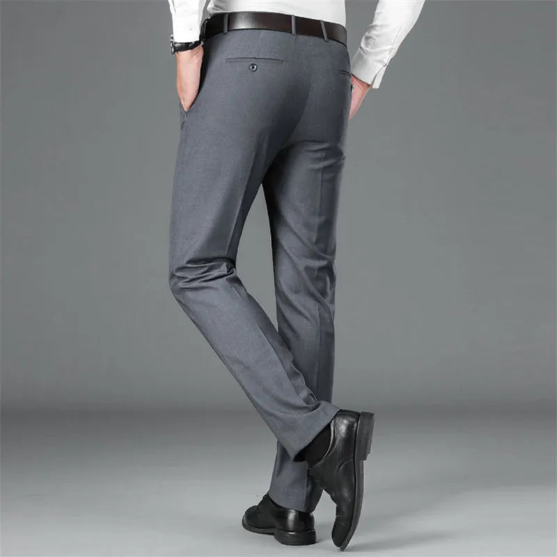 Spring Summer Suit Pants Men Smart Casual Solid Color Dress Pants Classic Straight Fashion Office Suit Trousers Mens Clothing