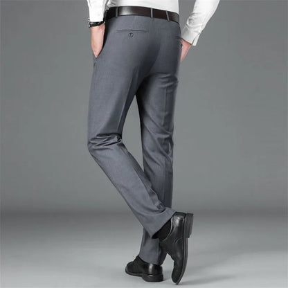 Spring Summer Suit Pants Men Smart Casual Solid Color Dress Pants Classic Straight Fashion Office Suit Trousers Mens Clothing