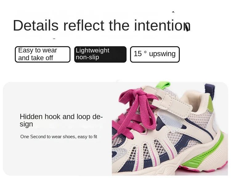 Spring and Autumn Children Sports Shoes Unisex Kids Sneakers Mesh Upper Breathable Basketball Shoes Tennis Casual Flats Footwear