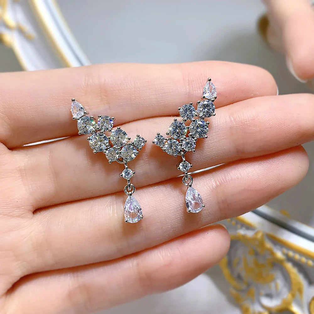 Moissanite Drop Earrings with Certificate 100% 925 Sterling Silver Plated 18k Gold Water Drop Pear Cut Diamond Earring Jewelry
