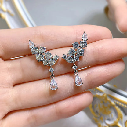 Moissanite Drop Earrings with Certificate 100% 925 Sterling Silver Plated 18k Gold Water Drop Pear Cut Diamond Earring Jewelry