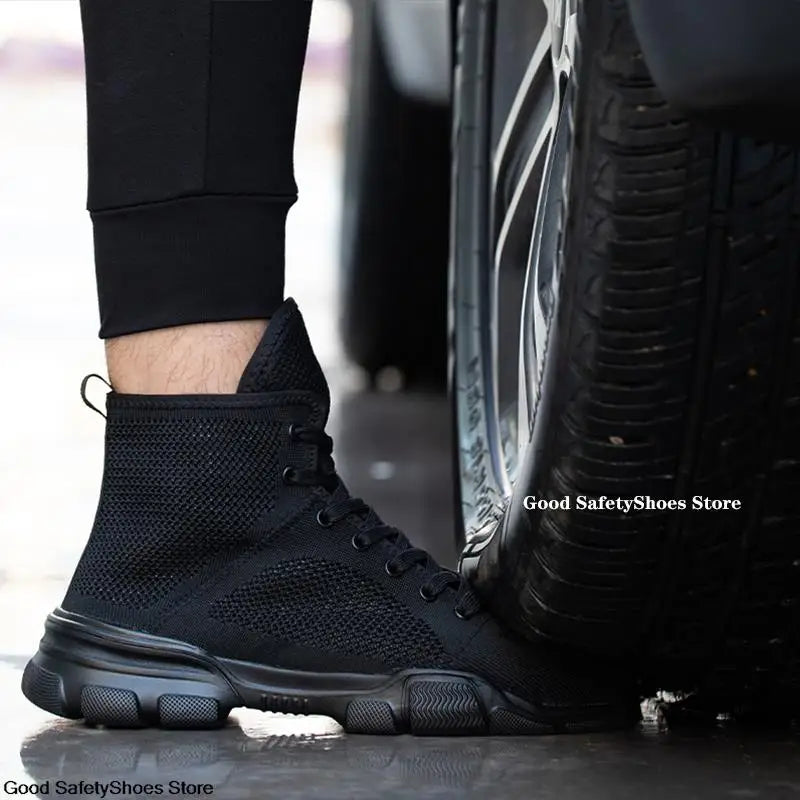 Fashion Safety Boots Men Steel Toe Work Shoes High Top Safety Work Boots Male Anti-smash Construction Protective Footwear