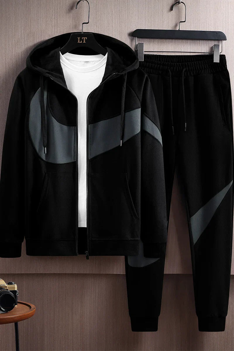 Spring and Autumn Men's Casual Cardigan Hoodie Fashion Sports Set Men's Running Sportswear Two Piece Set
