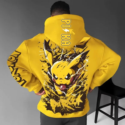 Men's New  Autumn/Winter Game Pikachu Printed Hoodie Men's and Women's  Harajuku Large Size Casual Trend Sweater Top